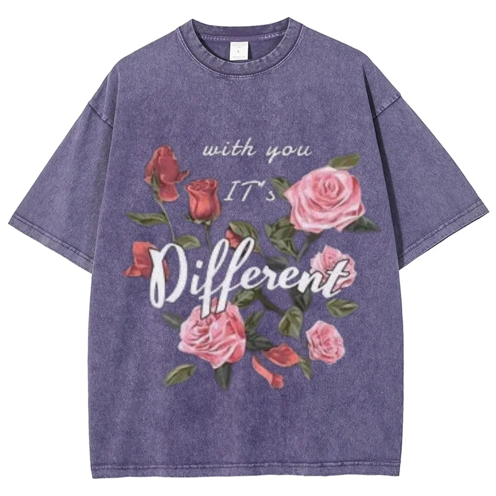Women Washed Vintage Different You Graphic Tee