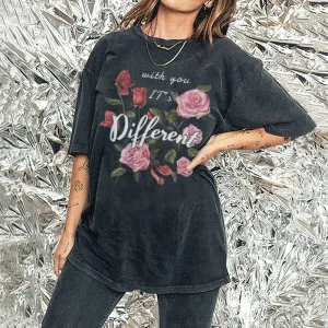Women Washed Vintage Different You Graphic Tee
