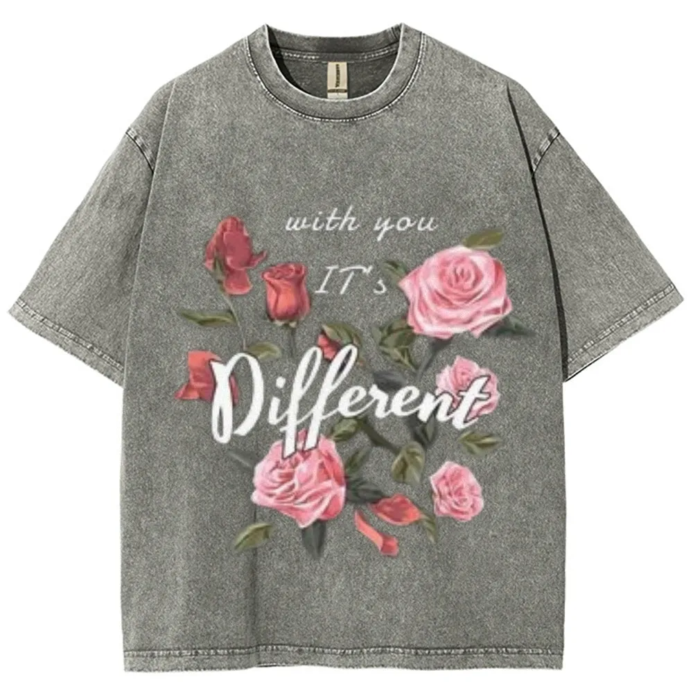 Women Washed Vintage Different You Graphic Tee