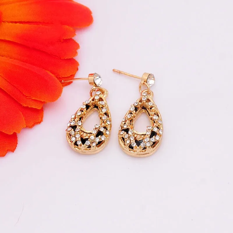 Women's 2 Colors 18k Yellow/White Gold Plated Austrian Crystal Chain Pendant Necklace   Earrings Jewelry Sets