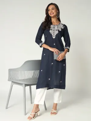 Women's  Allover Embroidered Festive Elegant Kurta