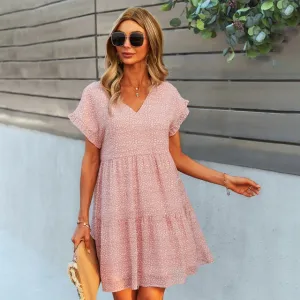 Women's Casual V Neck Summer Swing Dress