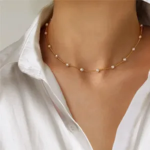 Women's Korean Style Pearl Choker Necklace