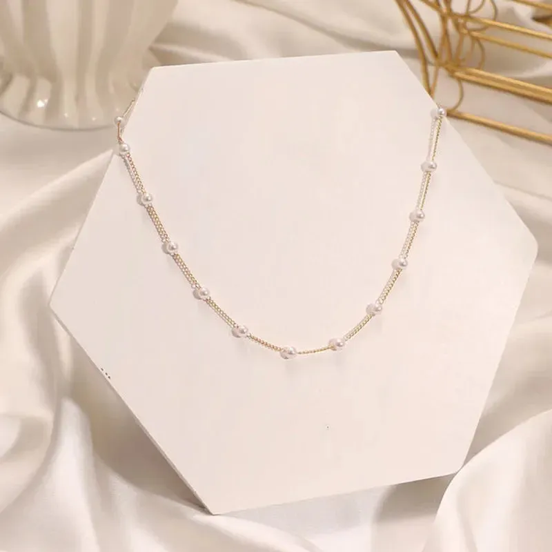 Women's Korean Style Pearl Choker Necklace