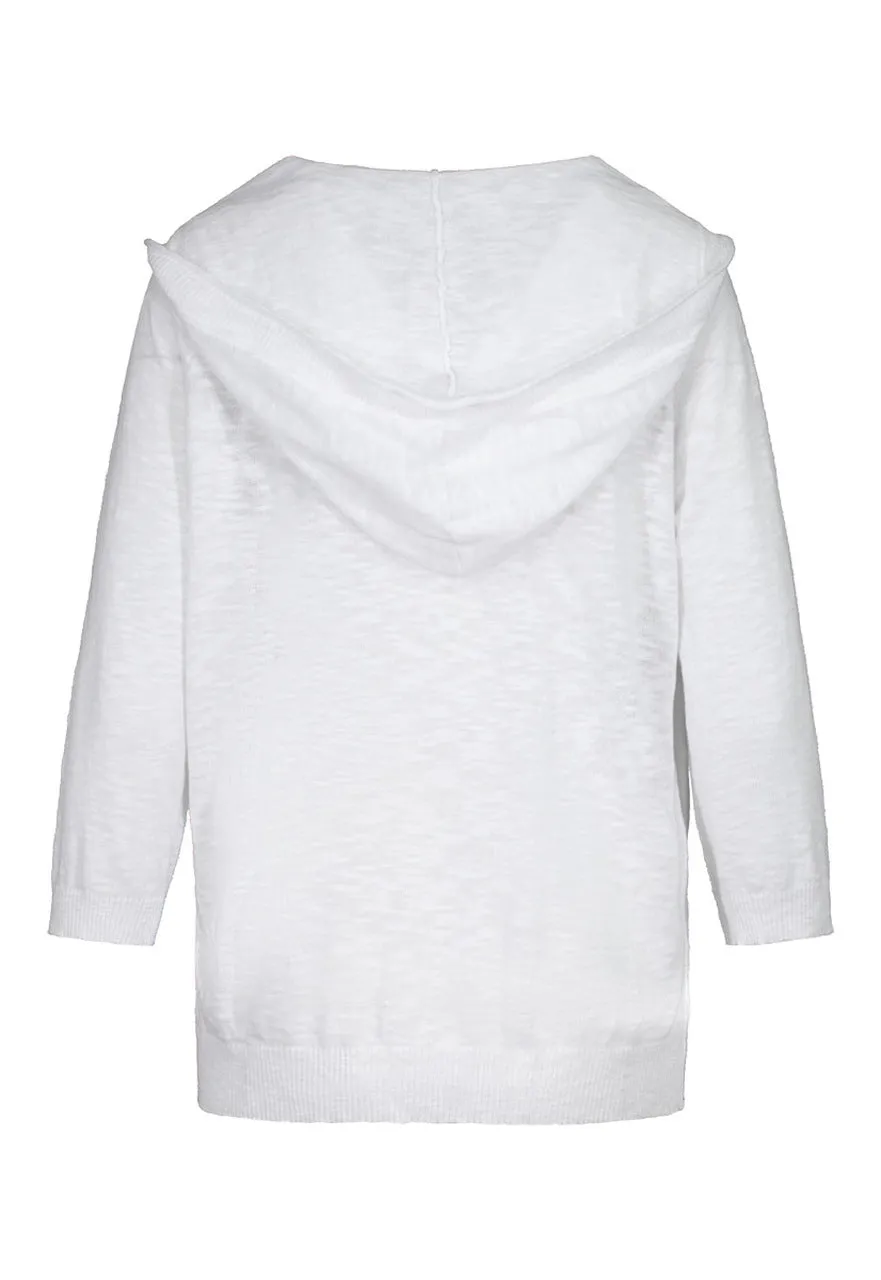 Women's Tribal | Hooded Cotton Blend Sweater Cardigan | White