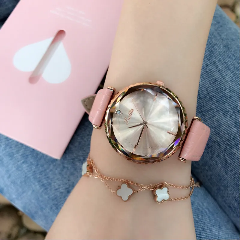 Women's Watch Blue Diamond Large Dial Casual Leather Strap Women's clothing  watch