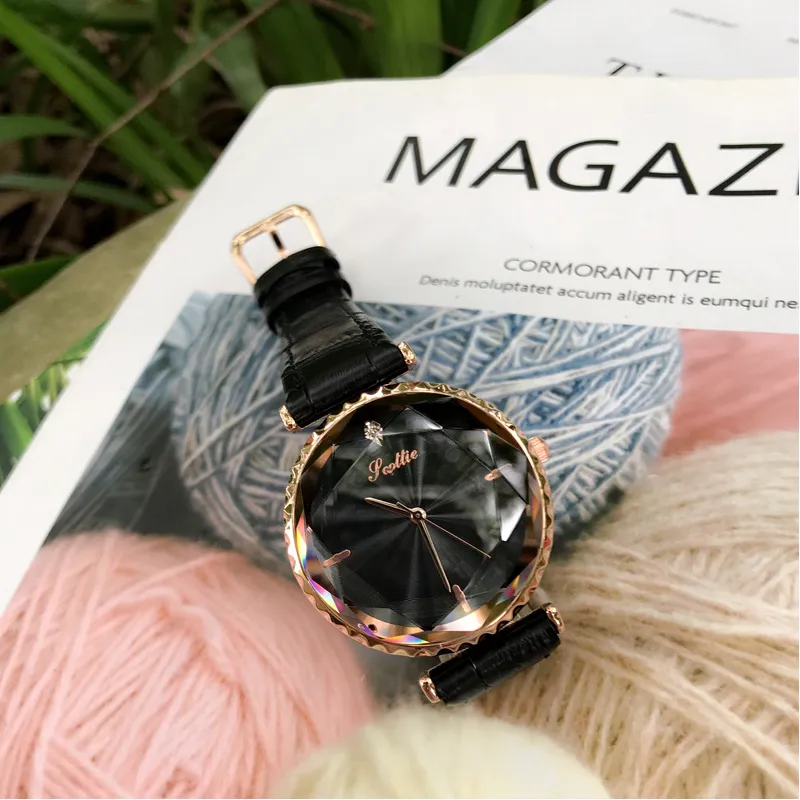 Women's Watch Blue Diamond Large Dial Casual Leather Strap Women's clothing  watch