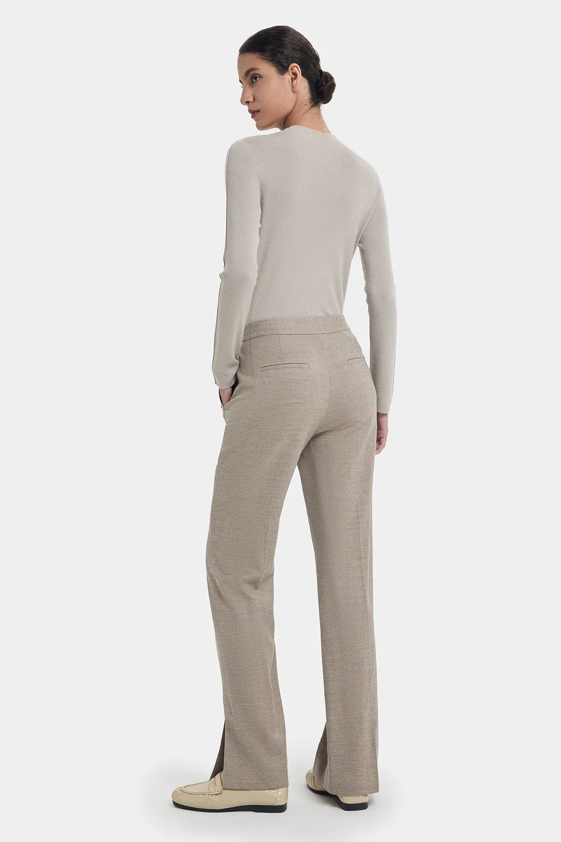 WOOL CASHMERE CLASSIC TROUSERS WITH SLITS