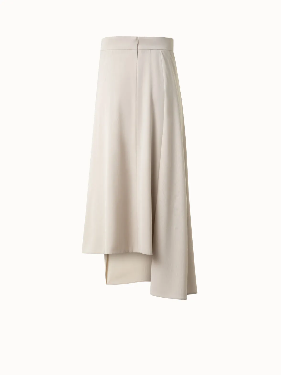 Wool Gabardine Asymmetrical Midi Skirt