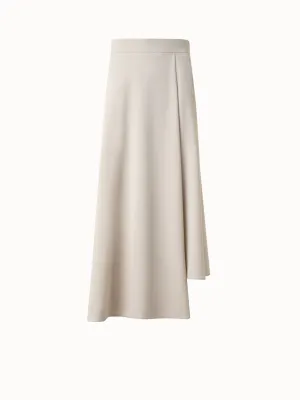 Wool Gabardine Asymmetrical Midi Skirt