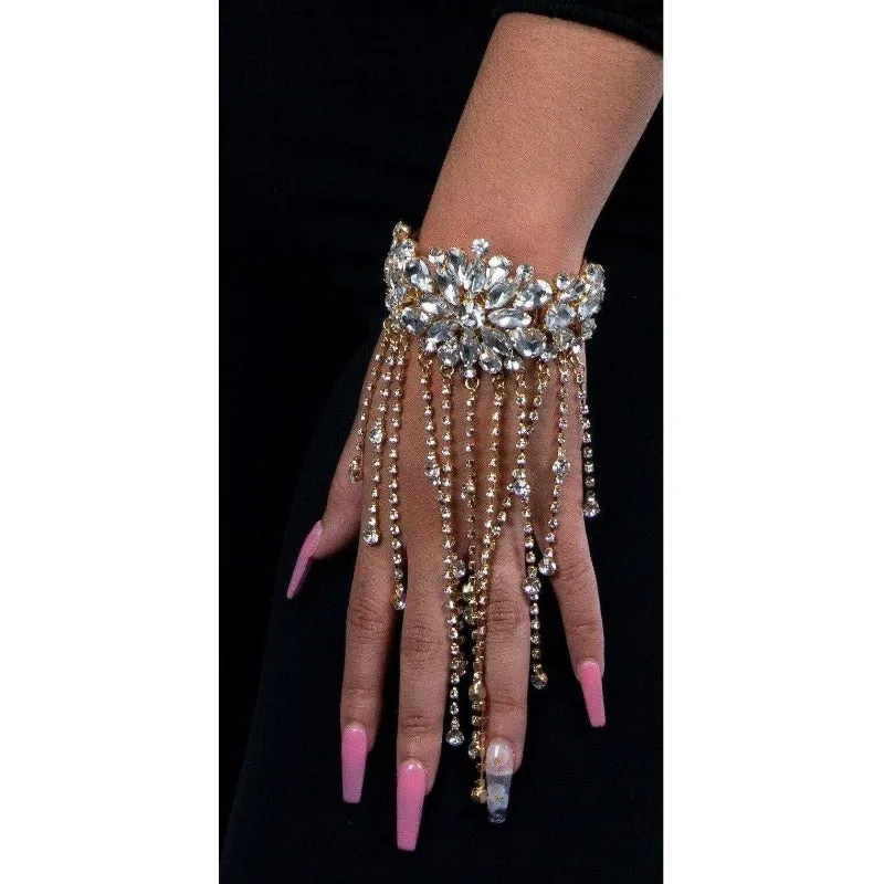 Wrapped in Opulence Dangling Rhinestone Fringe Bracelet/Arm Cuff (2 Colors)