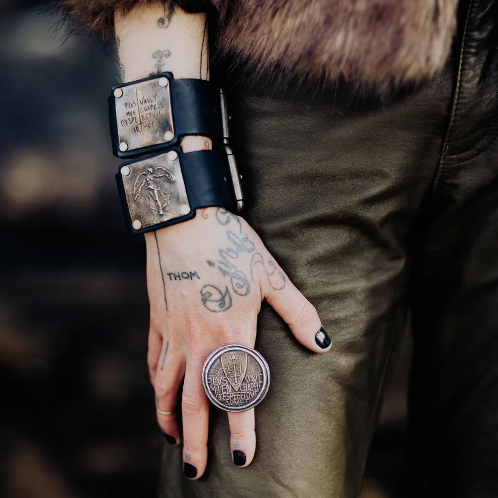 WW1 Winged Victory Angel Unisex Leather Cuff Bracelet