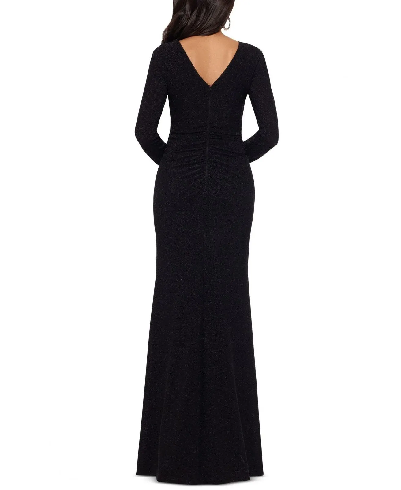 X by Xscape Women's Glitter Cutout Shoulder Gown Black 12