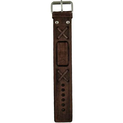 X Distressed Dark Brown Leather Ladies Cuff