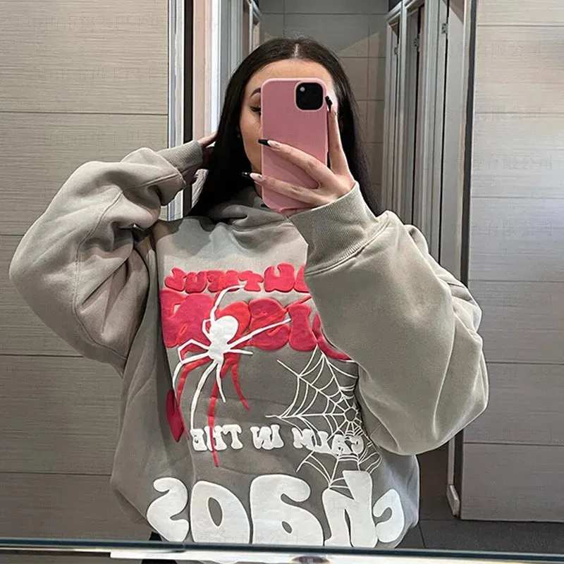 Y2K Pink Hoodie: Harajuku Graphic Oversized Sweatshirt for Women