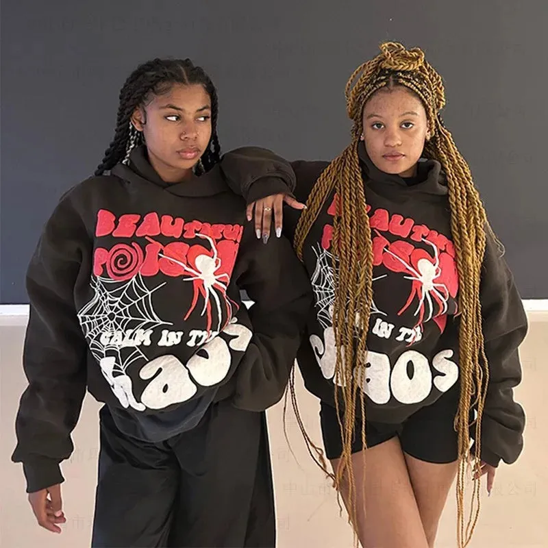 Y2K Pink Hoodie: Harajuku Graphic Oversized Sweatshirt for Women
