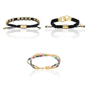 Yellow Gold and Black Bracelets Gift Idea for her