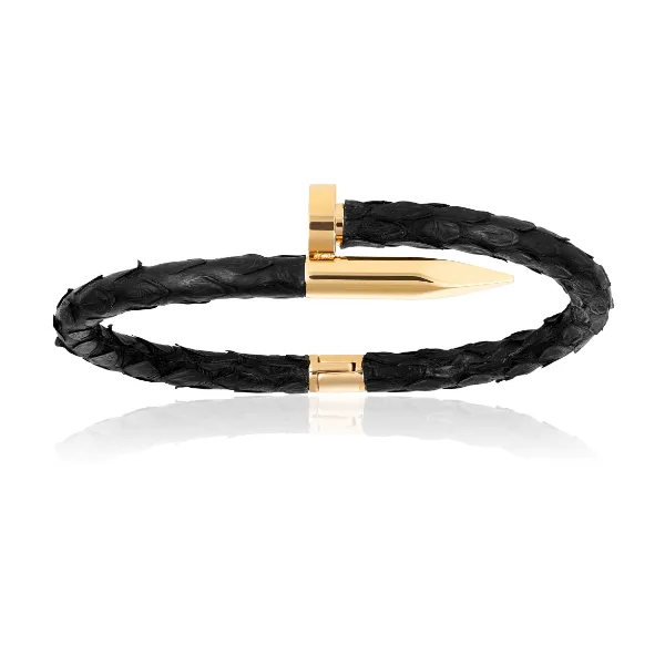 Yellow Gold and Black Bracelets Gift Idea for him