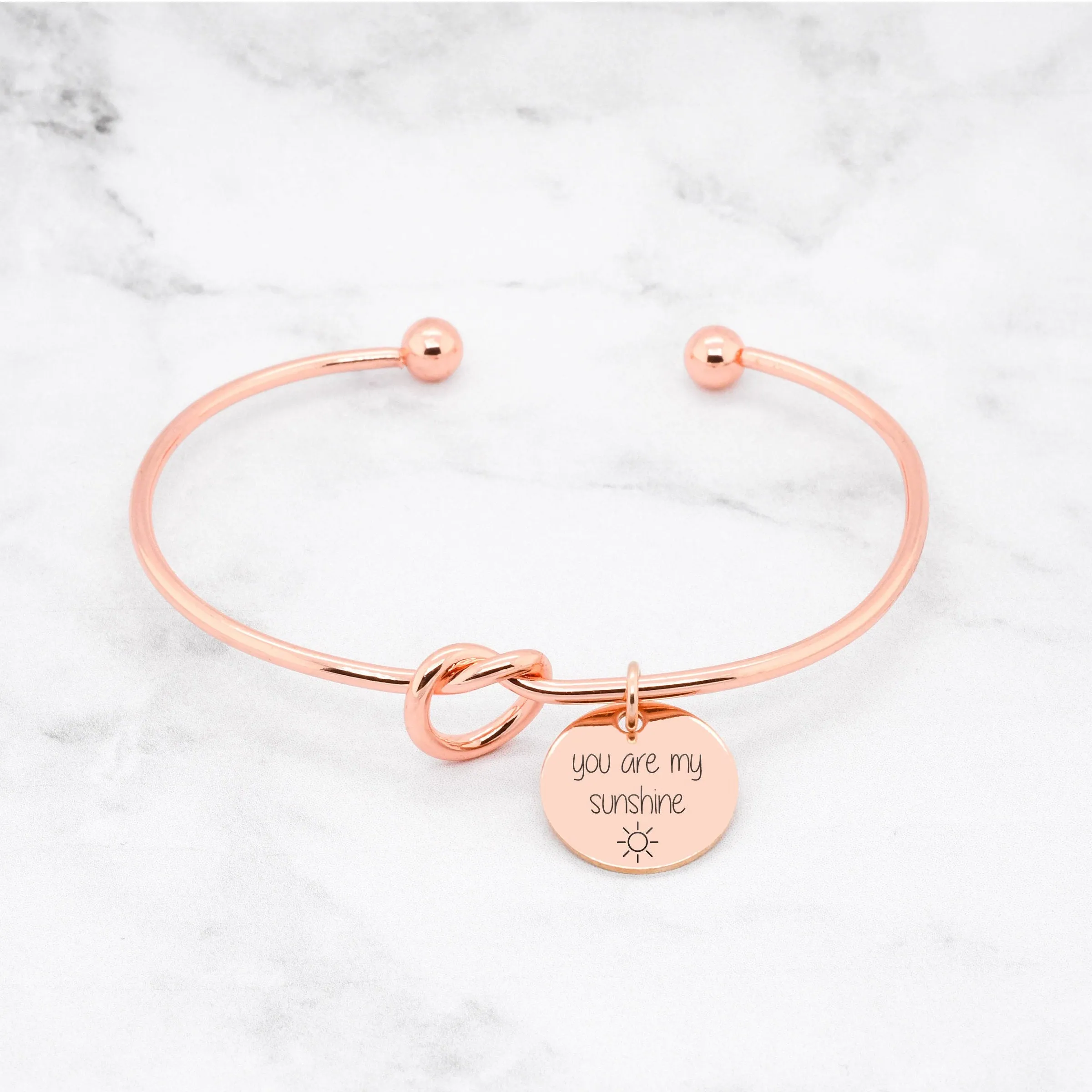 You Are My Sunshine Bracelet - Gold Knot Bangle