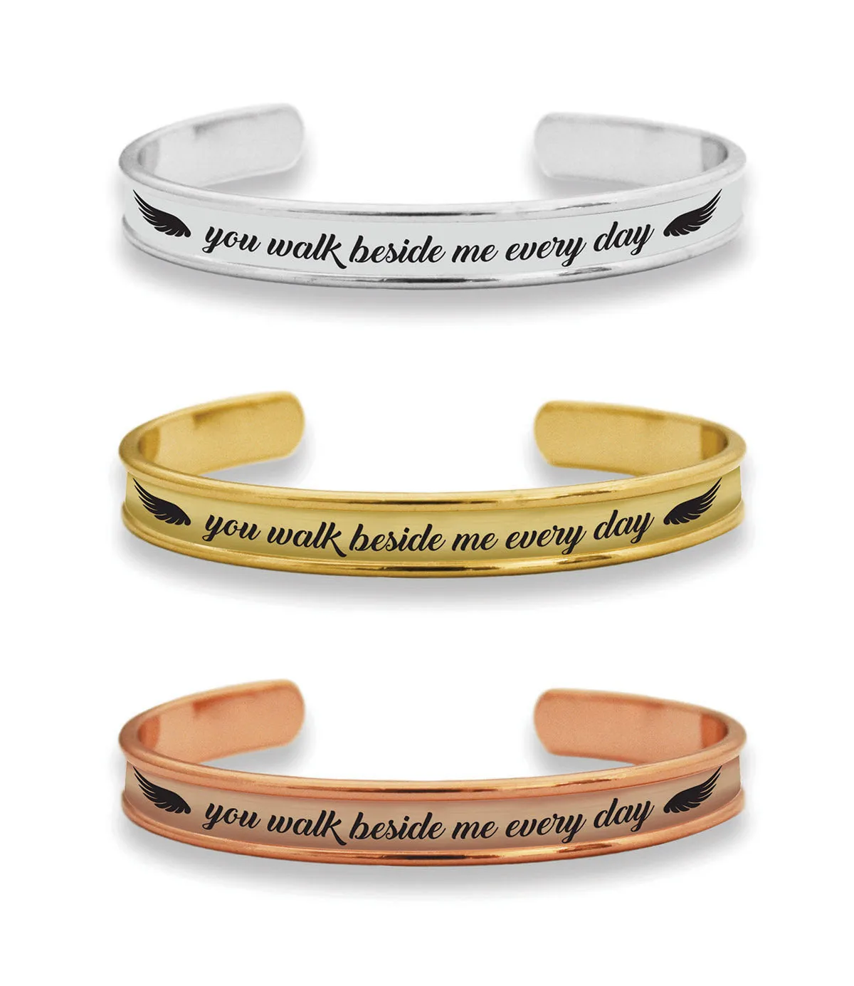 You Walk Beside Me Every Day Cuff Bracelet
