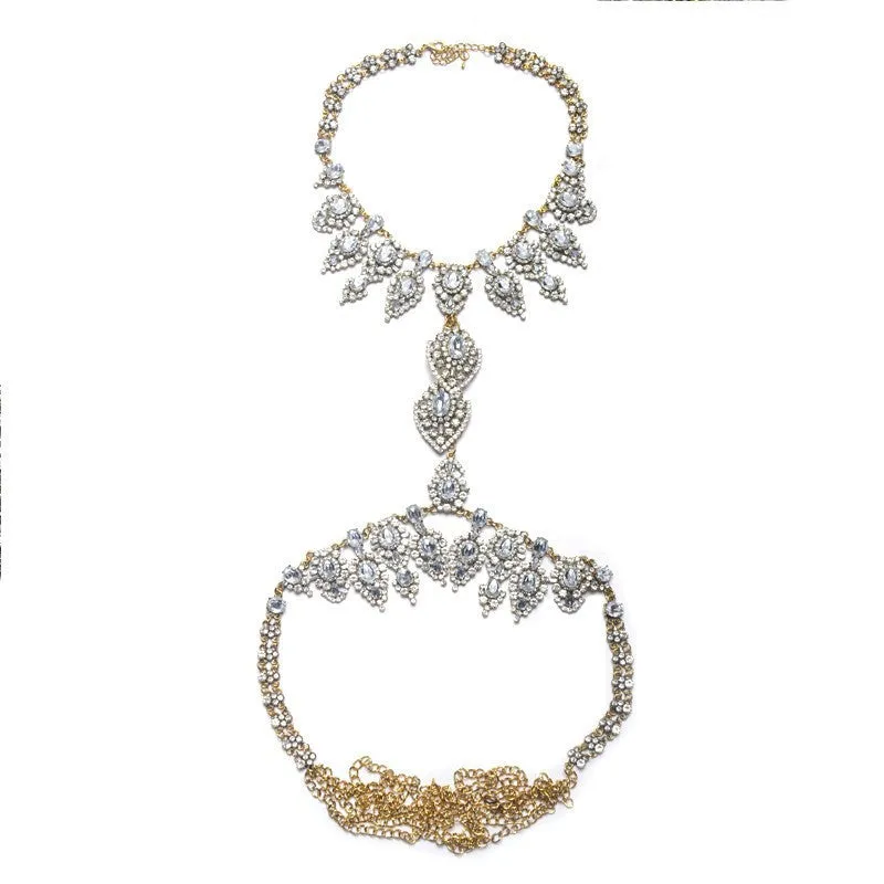 ZA Long Body Chain DIY Handmade Luxury Blue Red Gem Fashion Crystal Necklace Pendant Set Statement Summer Vacation