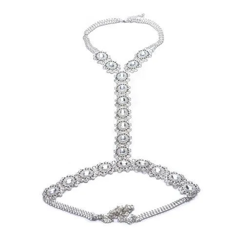 ZA Long Body Chain DIY Handmade Luxury Blue Red Gem Fashion Crystal Necklace Pendant Set Statement Summer Vacation