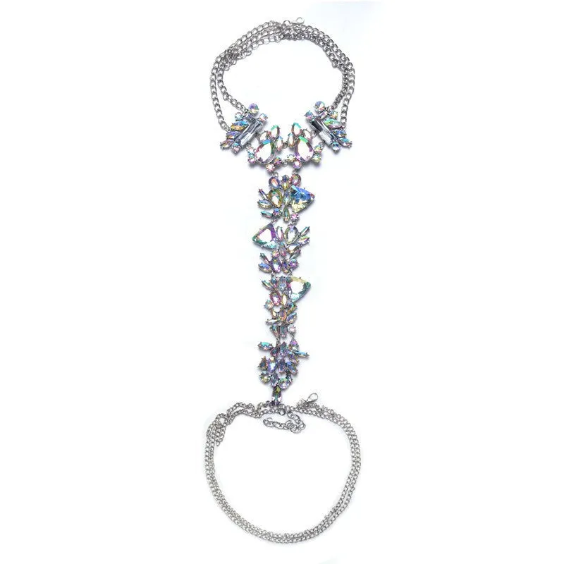 ZA Long Body Chain DIY Handmade Luxury Blue Red Gem Fashion Crystal Necklace Pendant Set Statement Summer Vacation