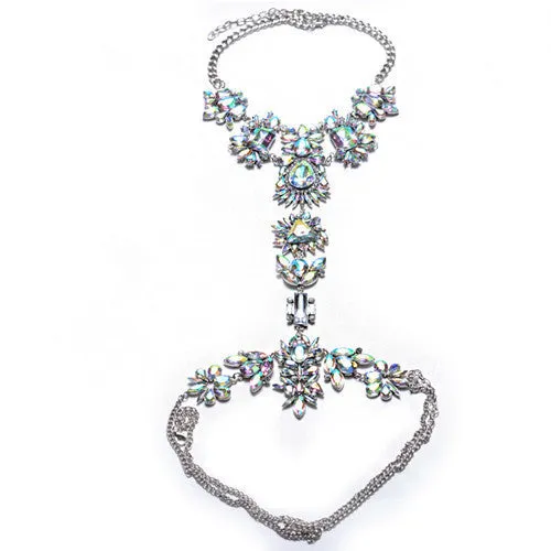 ZA Long Body Chain DIY Handmade Luxury Blue Red Gem Fashion Crystal Necklace Pendant Set Statement Vacation
