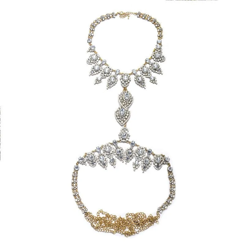 ZA Long Body Chain DIY Handmade Luxury Blue Red Gem Fashion Crystal Necklace Pendant Set Statement Vacation