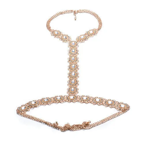 ZA Long Body Chain DIY Handmade Luxury Blue Red Gem Fashion Crystal Necklace Pendant Set Statement Vacation