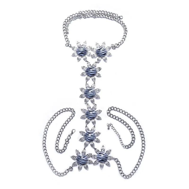 ZA Long Body Chain DIY Handmade Luxury Blue Red Gem Fashion Crystal Necklace Pendant Set Statement Vacation