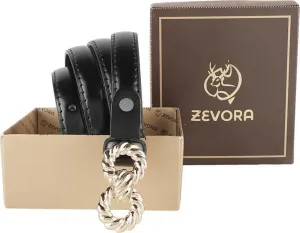 ZEVORA Women Casual, Evening, Formal, Party Black Genuine Leather Belt