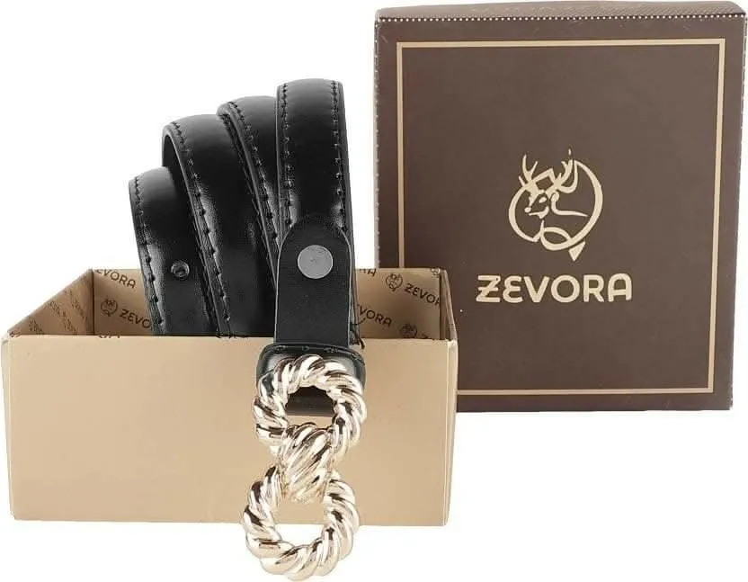 ZEVORA Women Casual, Evening, Formal, Party Black Genuine Leather Belt