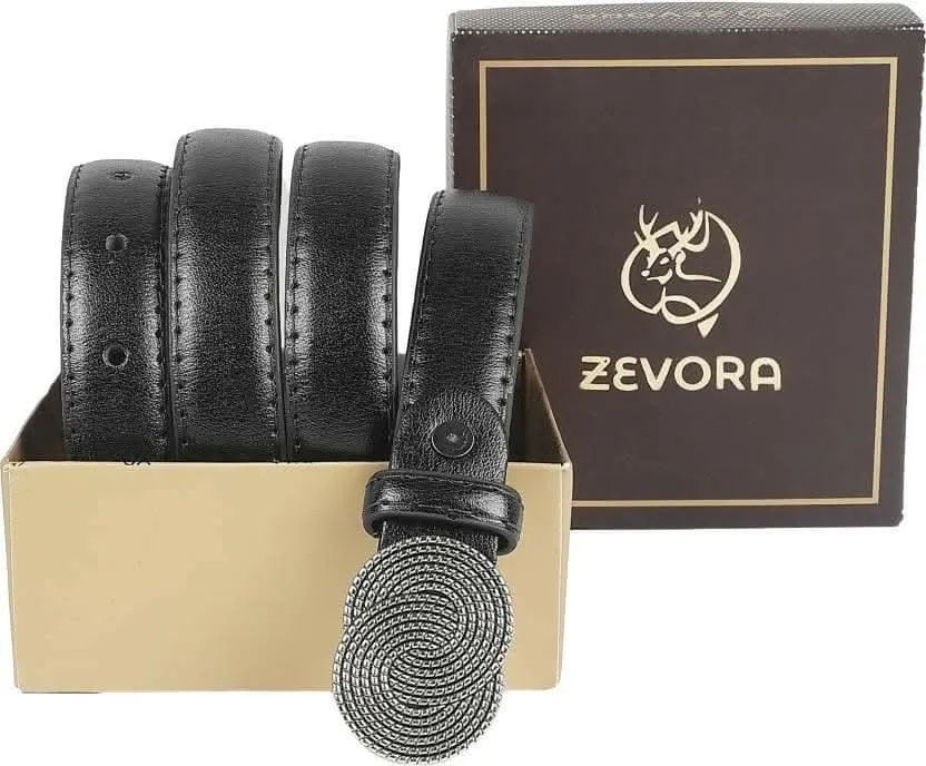 ZEVORA Women Casual, Evening, Formal, Party Black Genuine Leather Belt