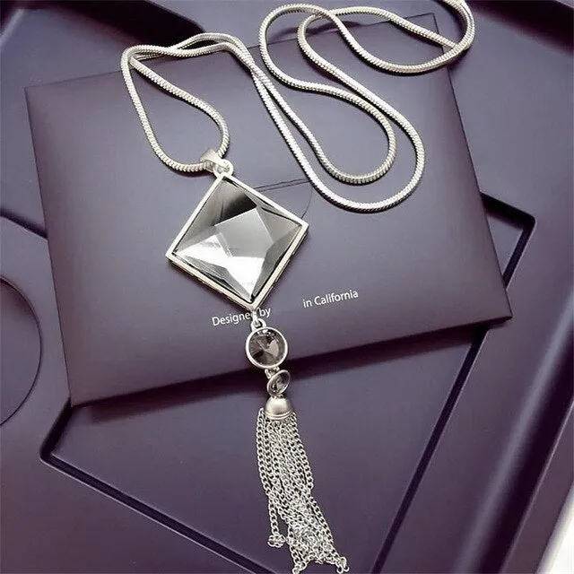 Zircon Snowflake Long women Necklace Sweater Chain
