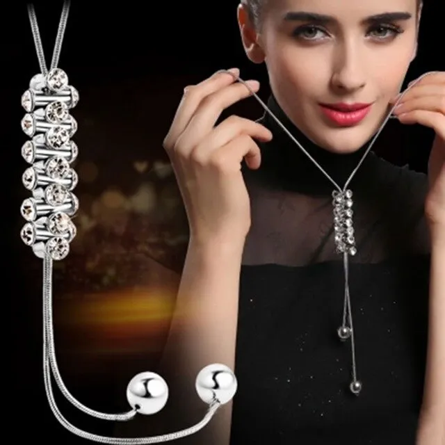 Zircon Snowflake Long women Necklace Sweater Chain