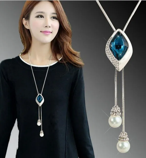 Zircon Snowflake Long women Necklace Sweater Chain