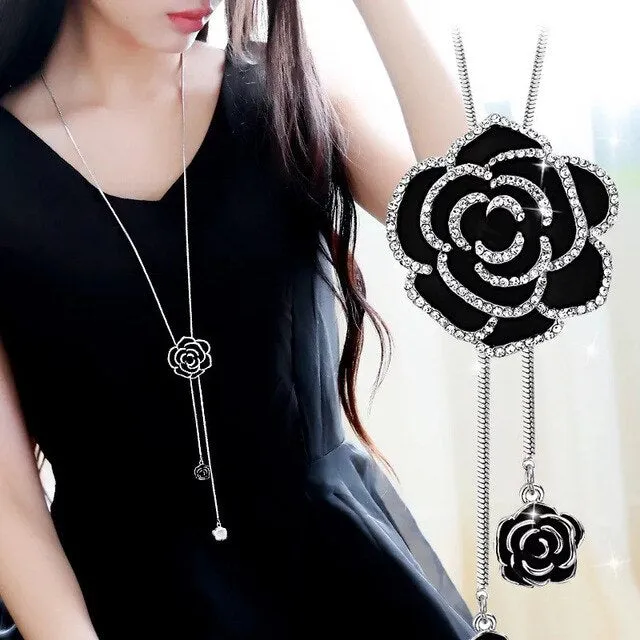 Zircon Snowflake Long women Necklace Sweater Chain