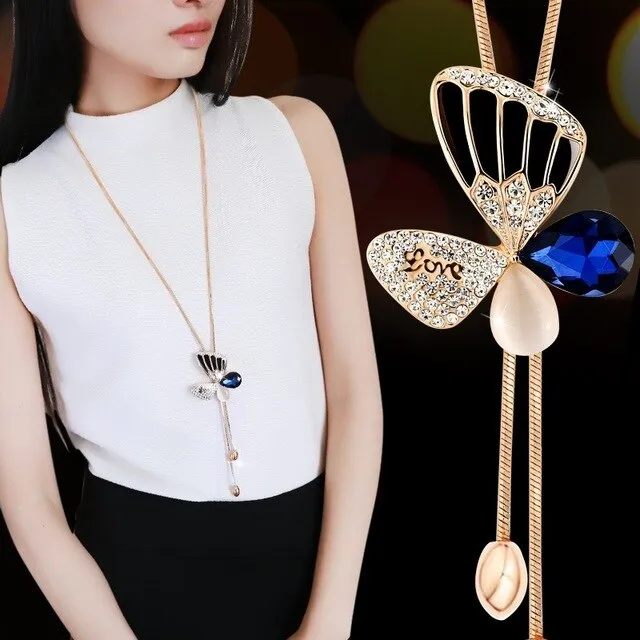 Zircon Snowflake Long women Necklace Sweater Chain
