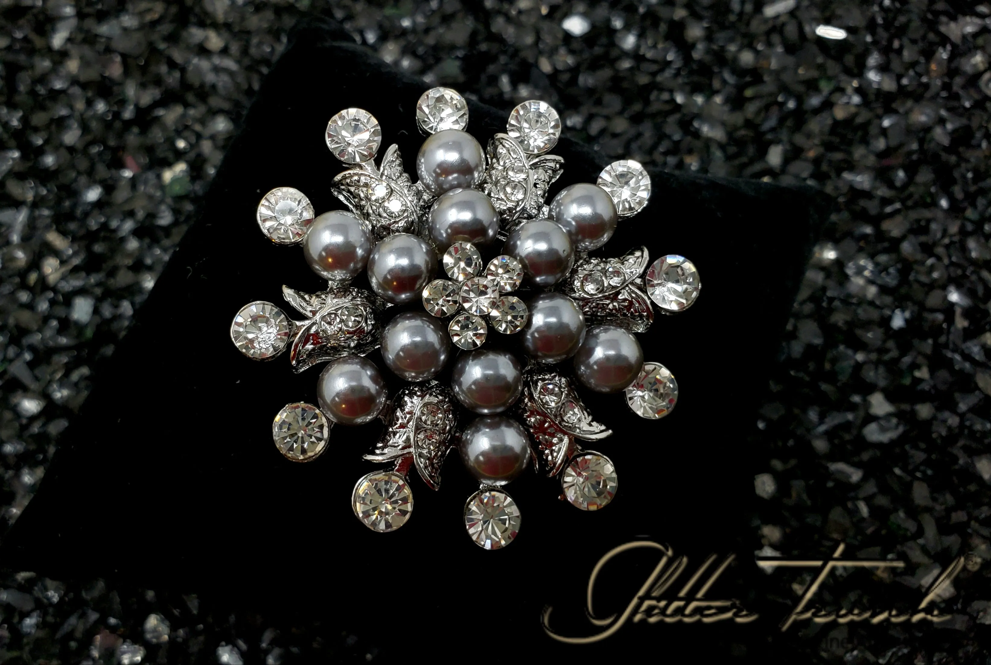 Ziva Pearl Crystal Brooch
