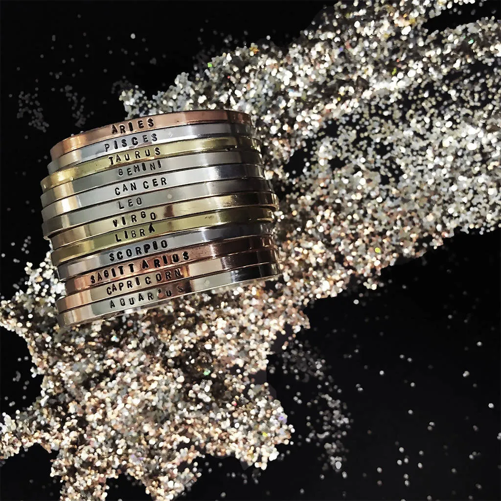Zodiac Sign Cuff Bracelets - Sterling Silver